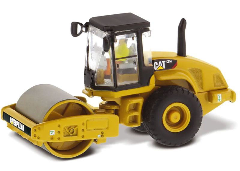 Diecast CAT CS56 Glatte Trommel Vibrationsrolle 1:87 Maßstab Konstruktionsmodell Replik