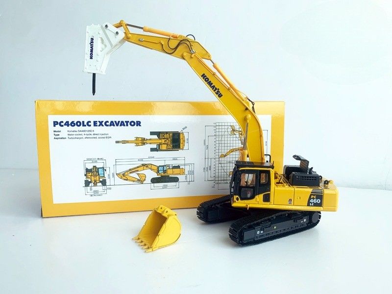 Komatsu PC460LC-8 1/50 Diecast Alloy Bagger Modell mit Hydraulik Breaker Sammler