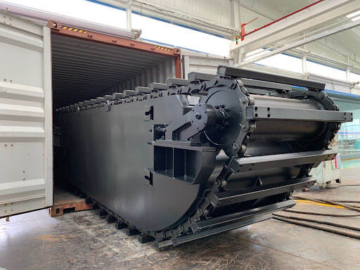 Amphibienbagger Ponton Schwimmkörper Unterwagen mit Raupenkette für Reservoirbaggerung Sand Kies Boden Tanks