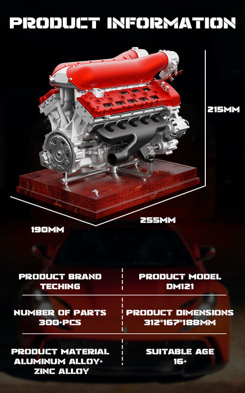 V12 Zwölf-Zylinder-Motor-Modell, alles Metall zusammengebaut und zusammengebaut, kann Mini-Motor-Spielzeug starten